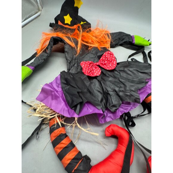 Halloween Witch Hanging Decoration With Orange Hair & Striped Legs Humorous READ - Picture 3 of 6